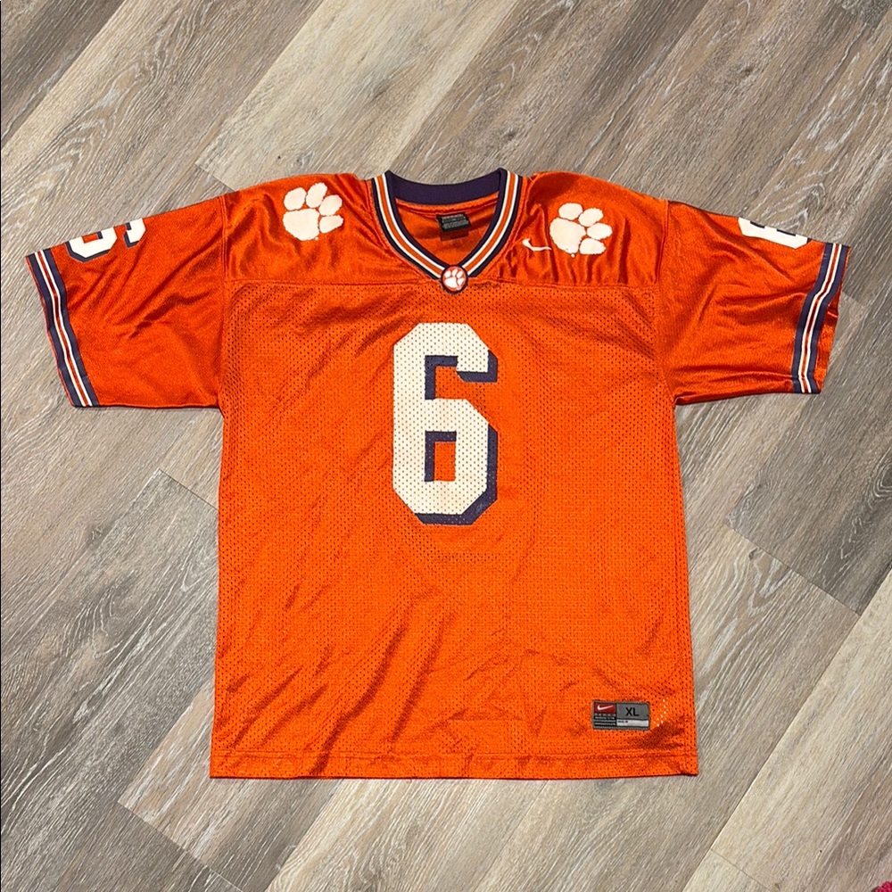Clemson Tigers Orange Nike Sports Jersey with Number 6
